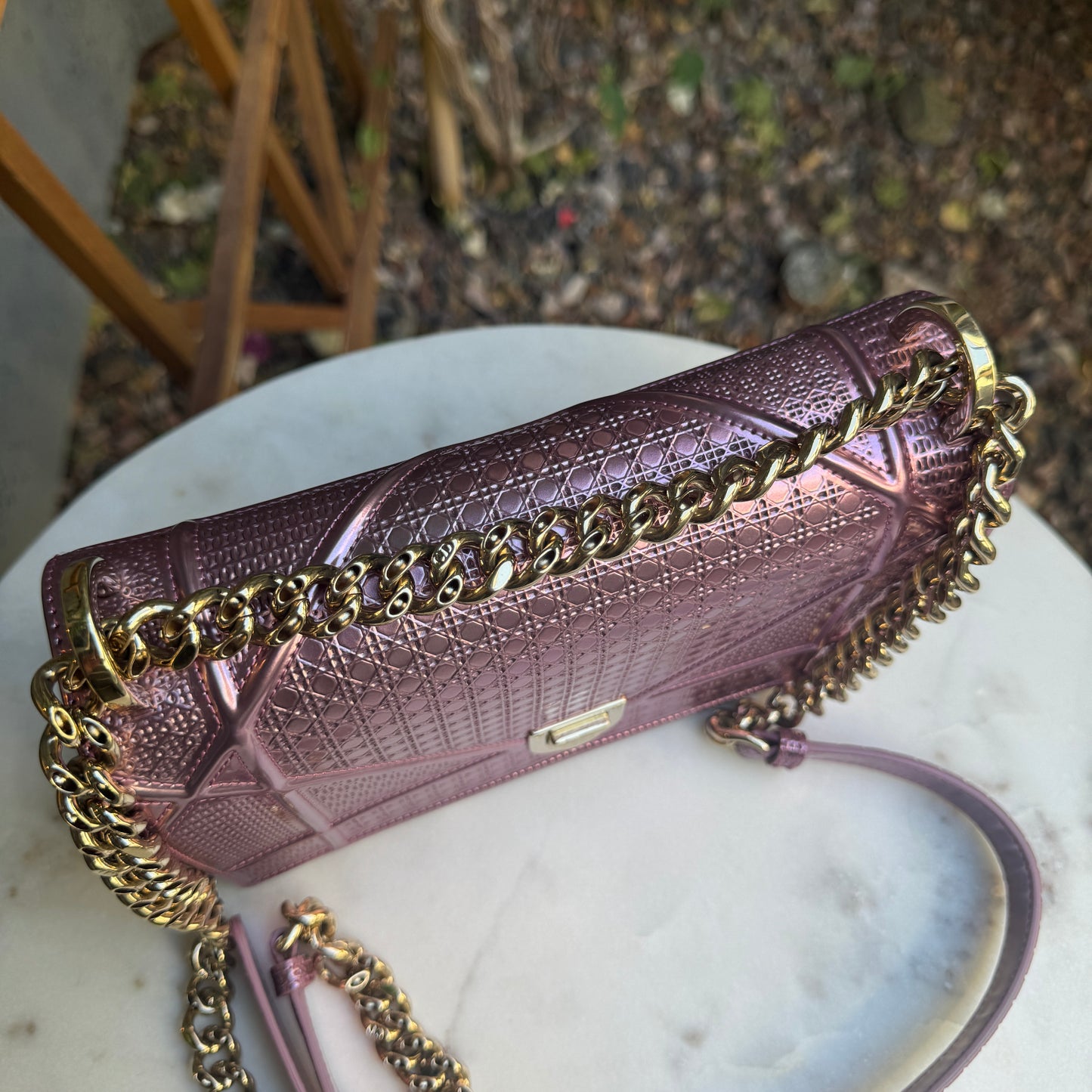 Dior Diorama Metallic Flap Shoulder Bag