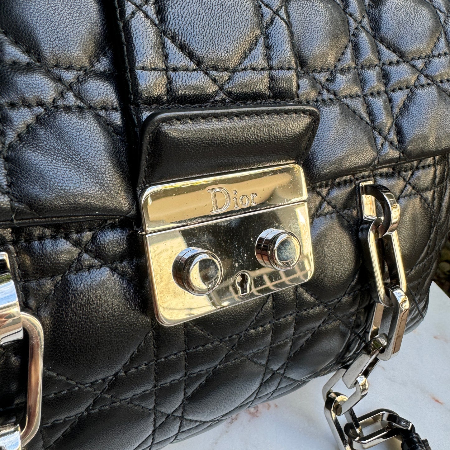 Christian Dior Lambskin Quilted Cannage Leather Shoulder Bag