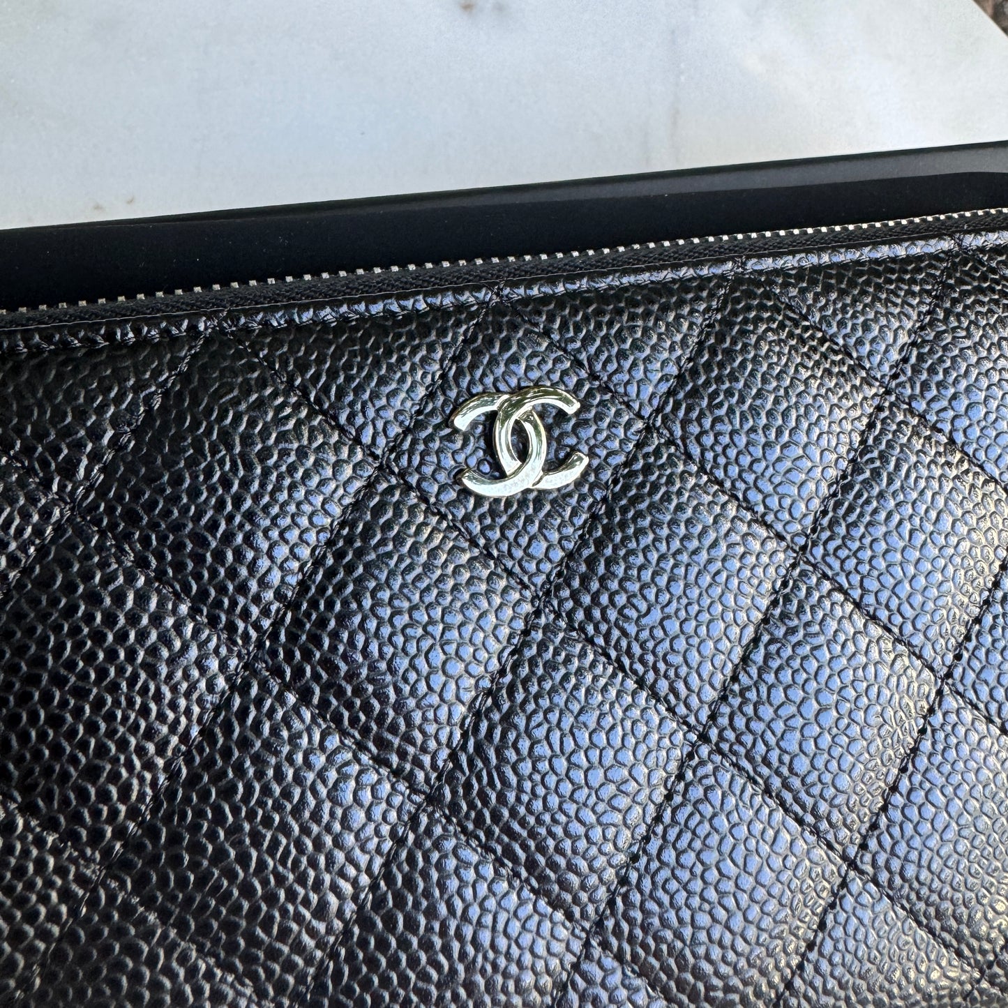 Chanel Quilted Caviar Leather Zippy Continental Wallet