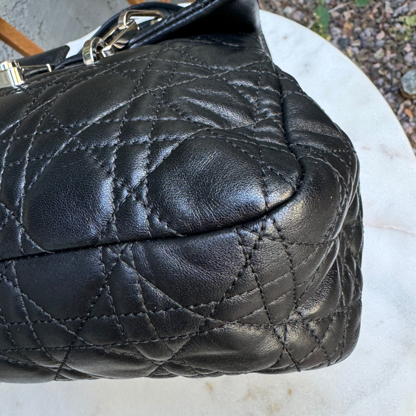 Christian Dior Lambskin Quilted Cannage Leather Shoulder Bag