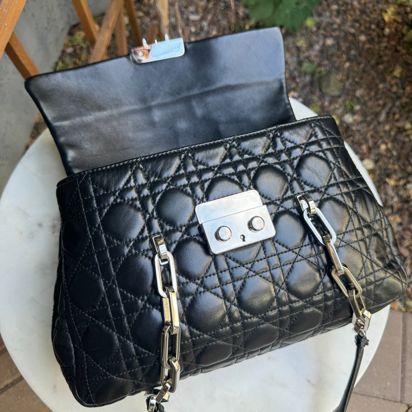 Christian Dior Lambskin Quilted Cannage Leather Shoulder Bag