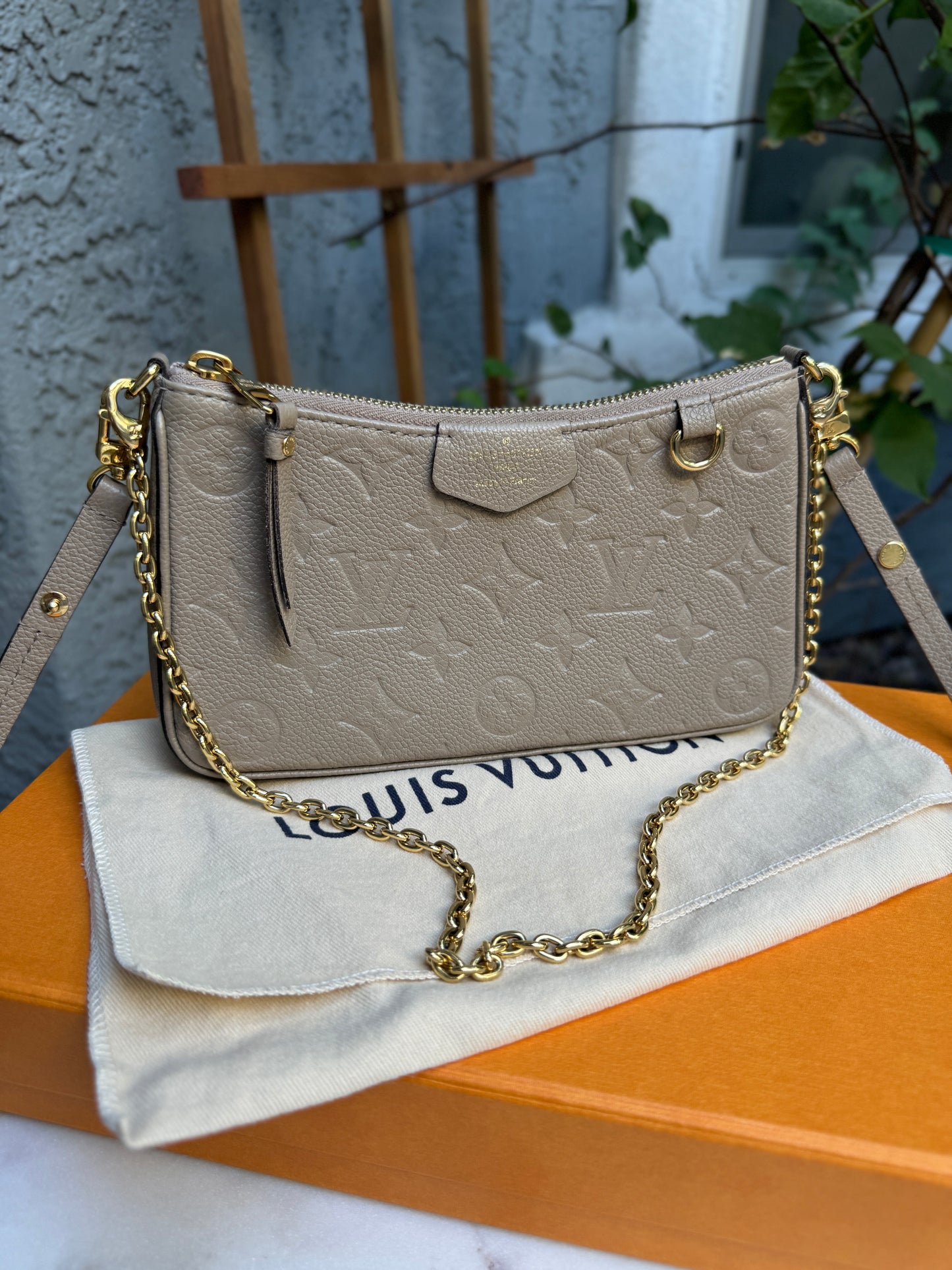 Louis Vuitton Turtledove Empreinte Easy Pouch On Strap Crossbody