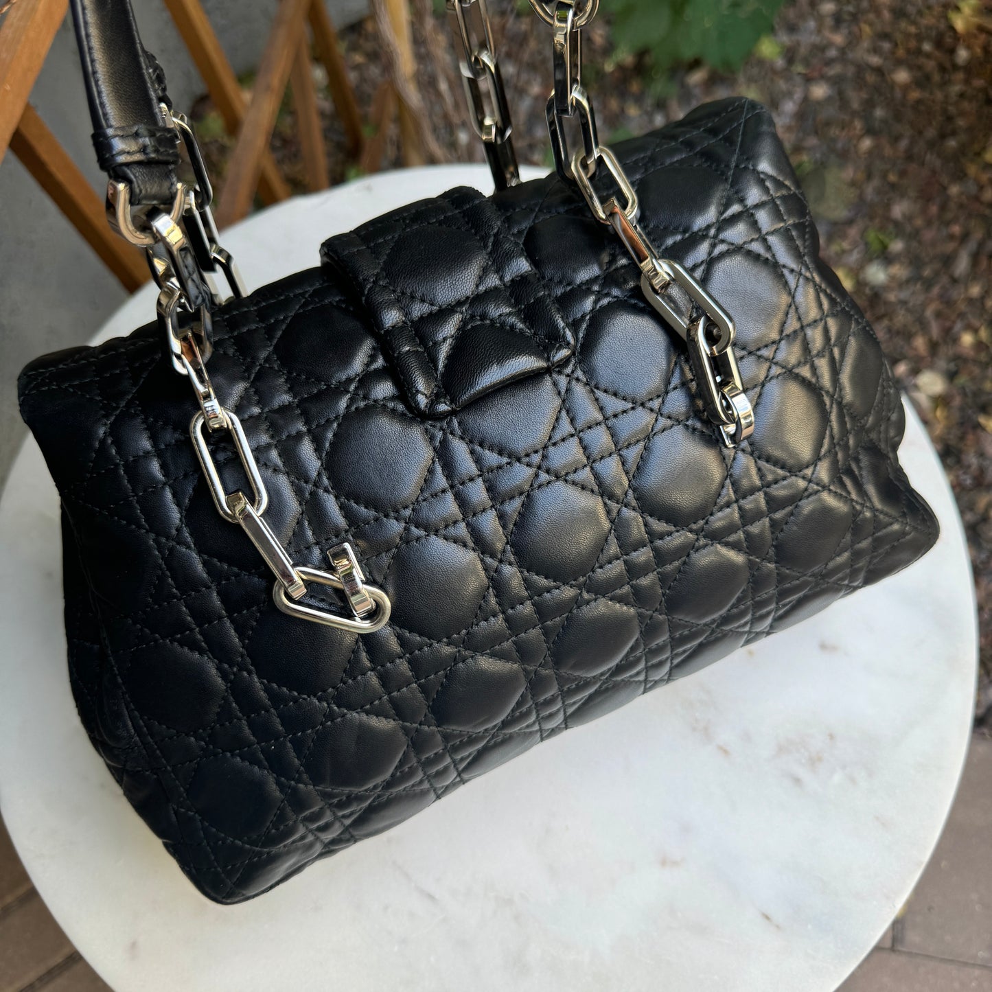 Christian Dior Lambskin Quilted Cannage Leather Shoulder Bag