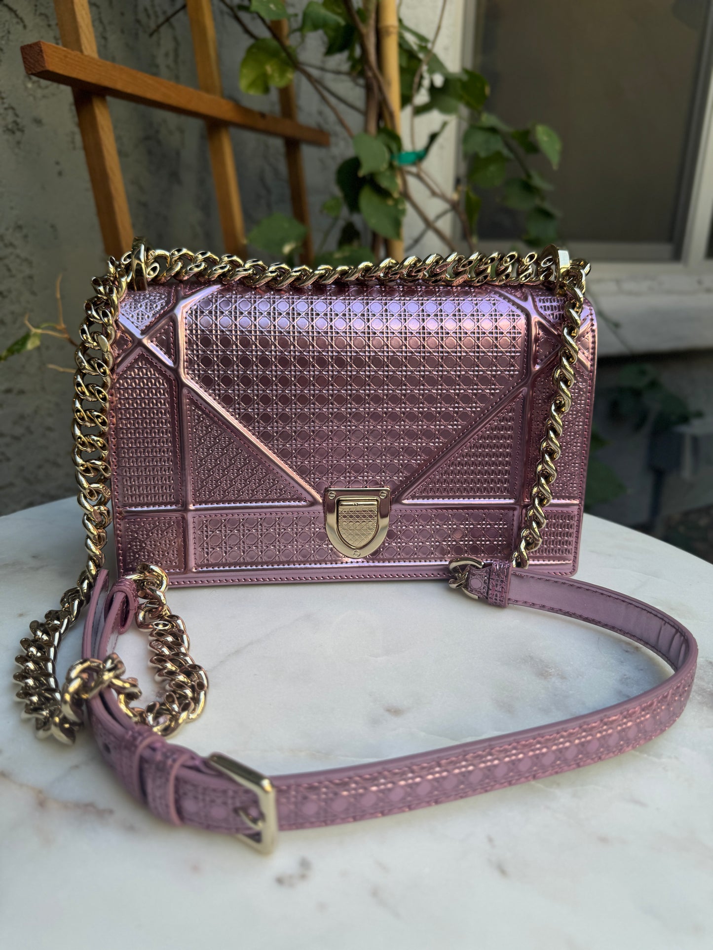 Dior Diorama Metallic Flap Shoulder Bag