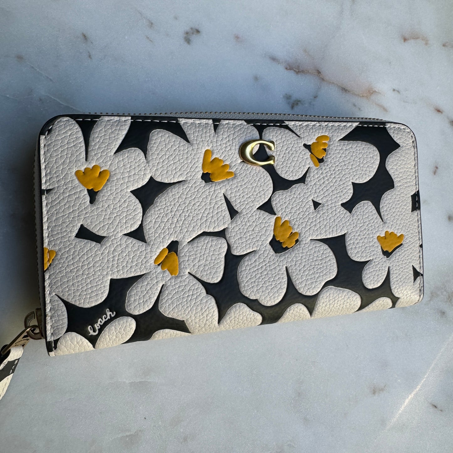 Coach Floral Accordion Leather Zip Wallet