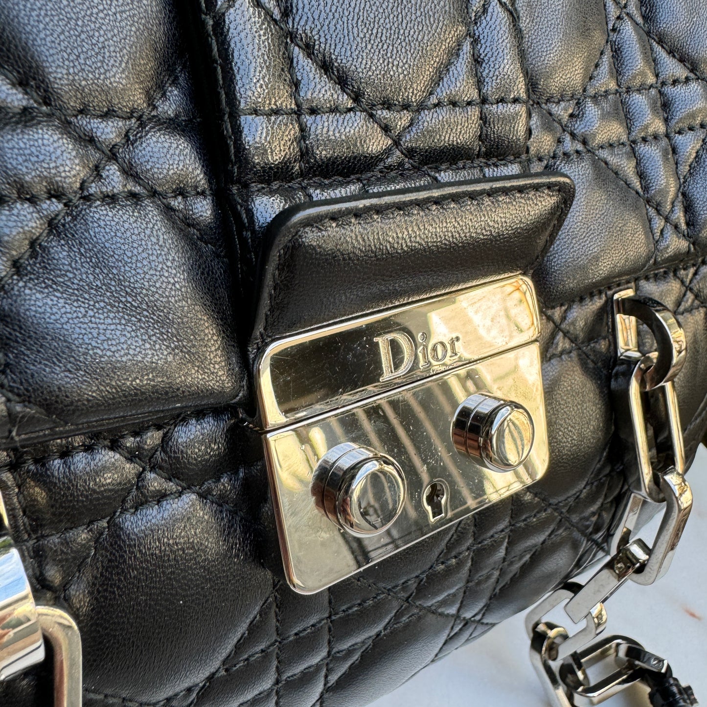 Christian Dior Lambskin Quilted Cannage Leather Shoulder Bag