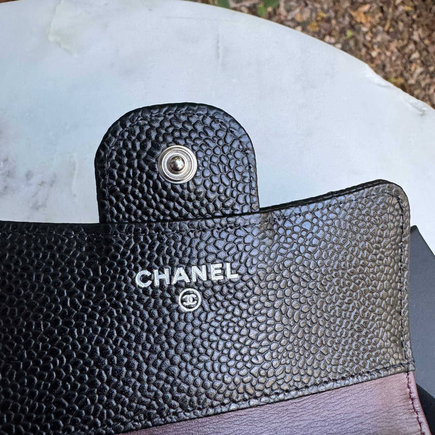 Chanel Classic Caviar Tri Fold Compact Wallet