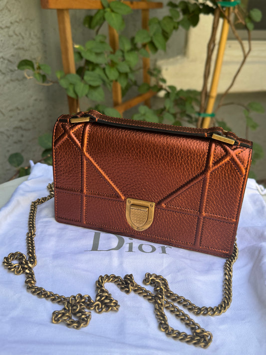 Dior Leather Diorama Top Handle Chain Crossbody