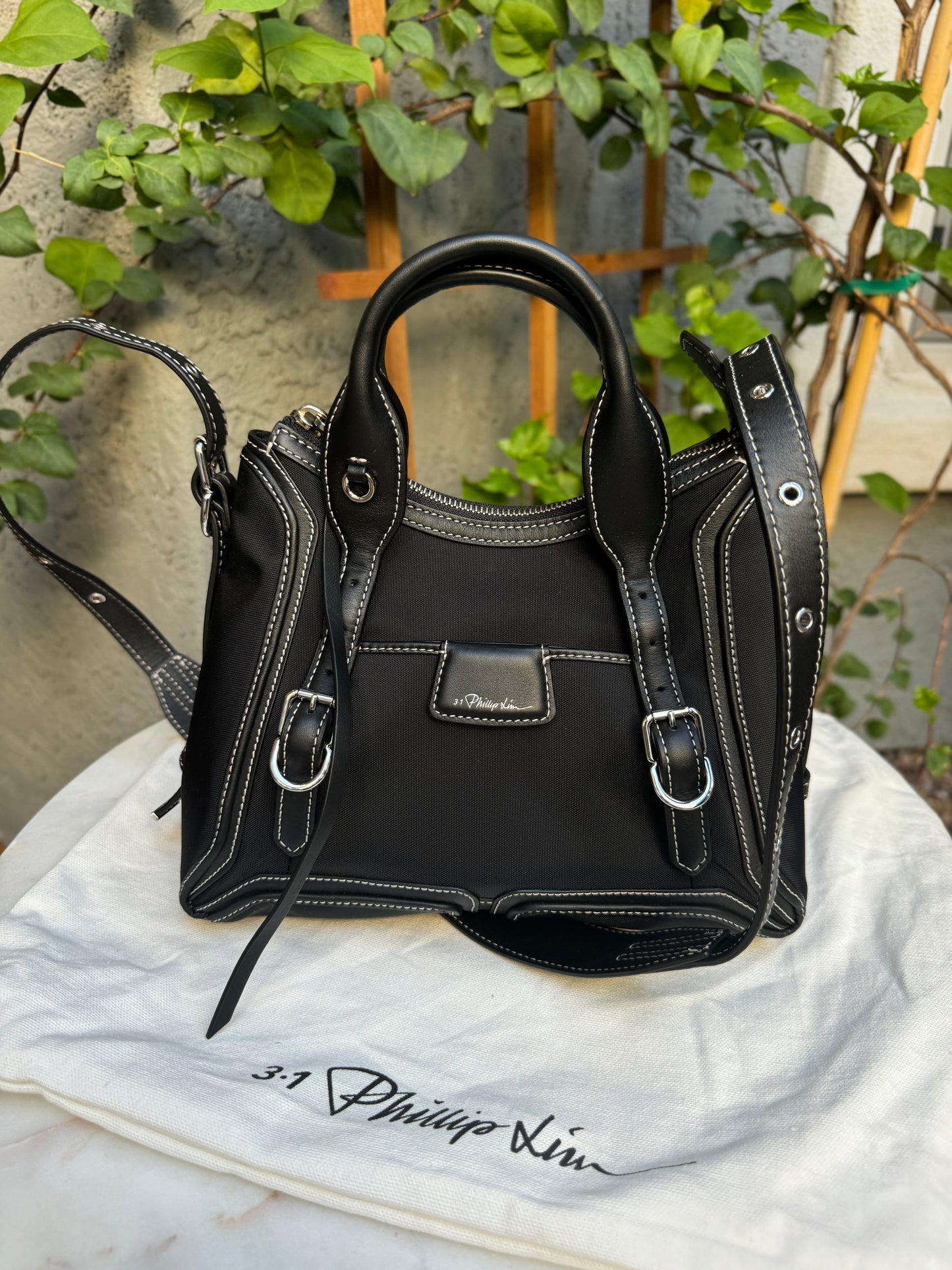 3.1 Phillip Lim Pashli Moto Nylon & Leather Satchel