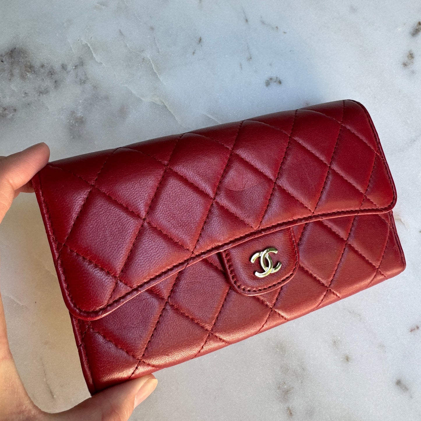 Chanel Quilted Lambskin Long Wallet