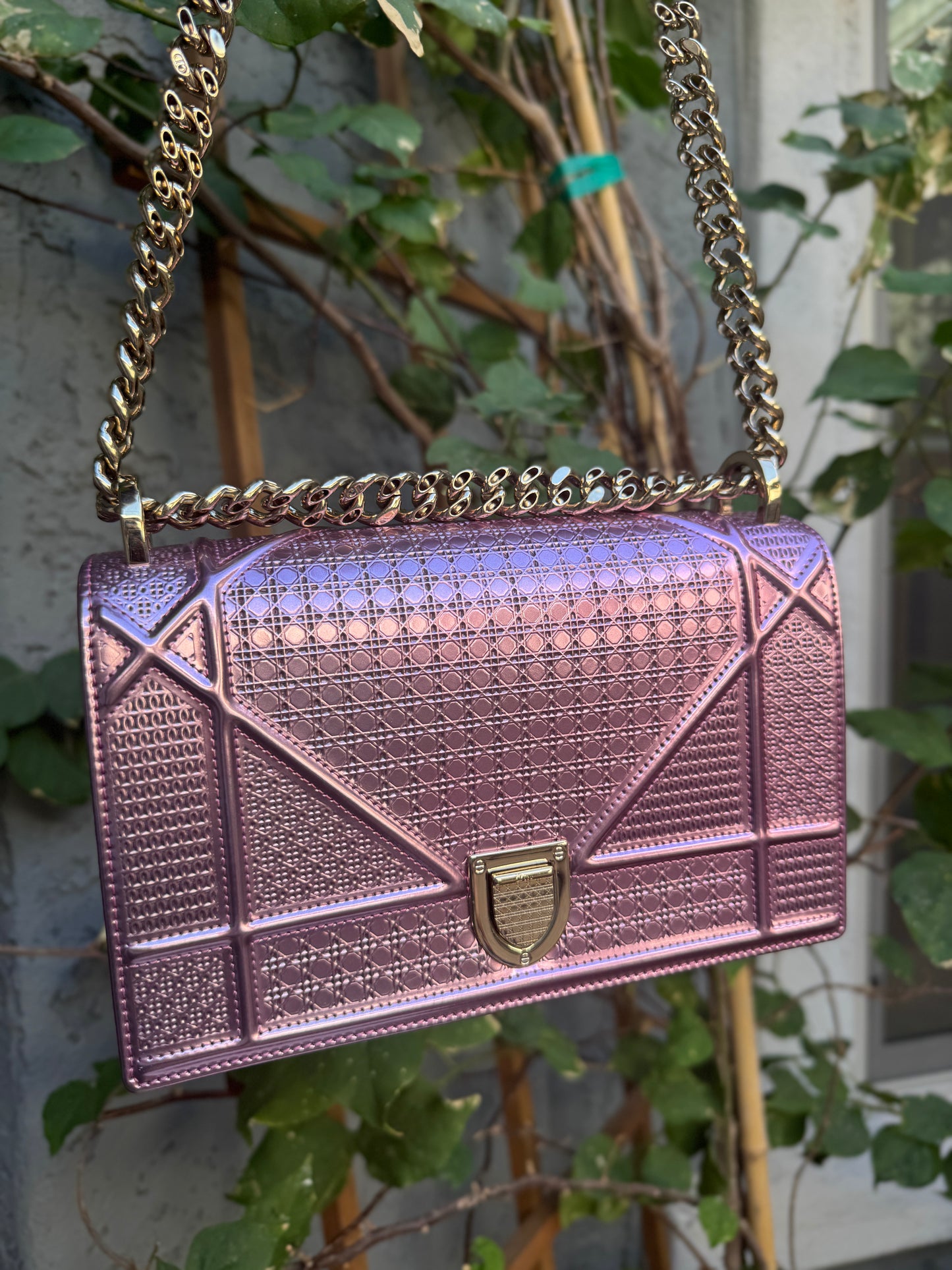 Dior Diorama Metallic Flap Shoulder Bag