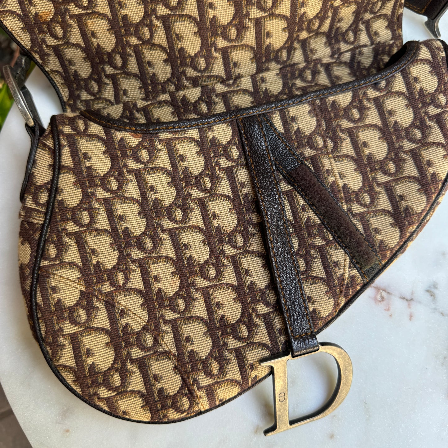 Christian Dior Vintage Oblique Monogram Saddle Bag