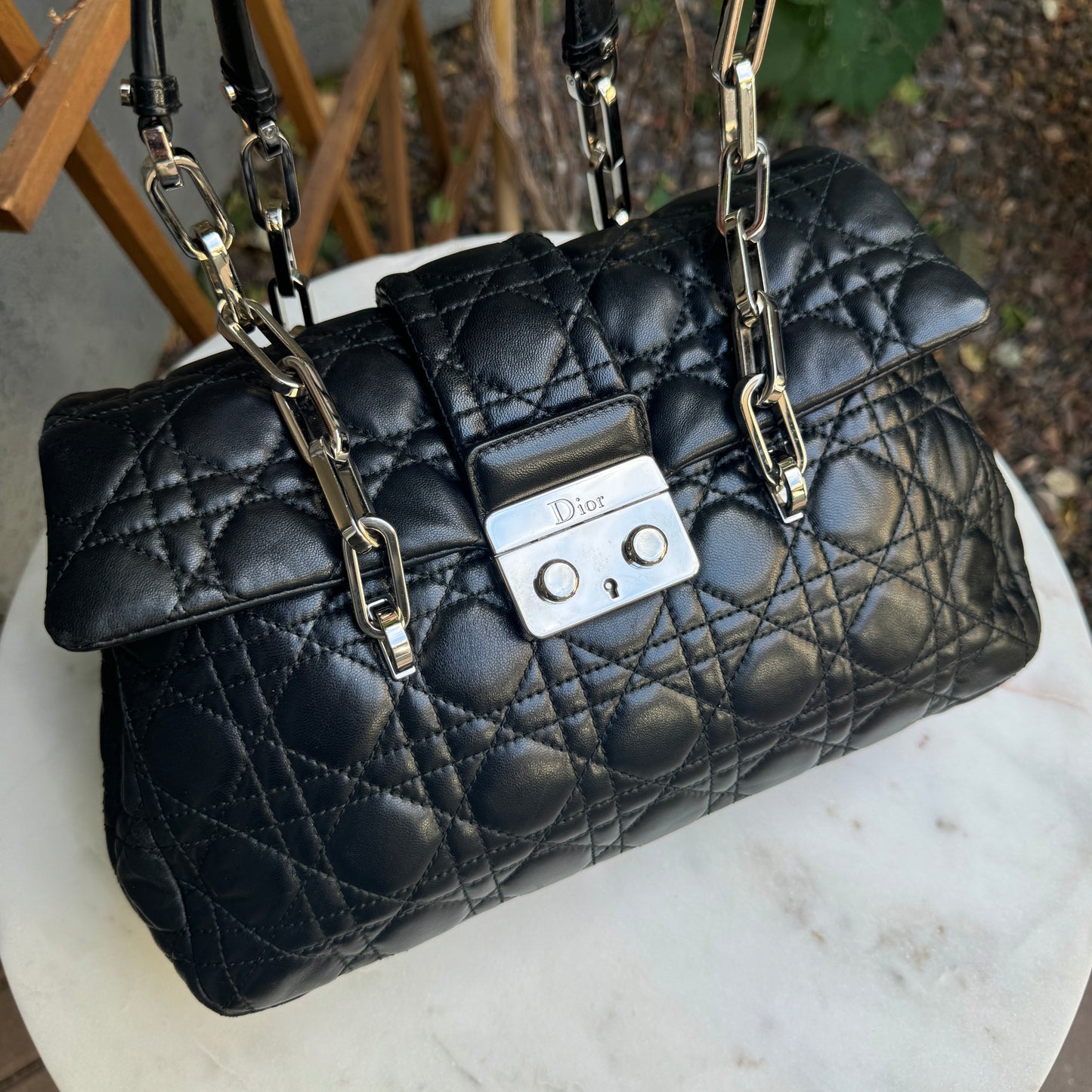 Christian Dior Lambskin Quilted Cannage Leather Shoulder Bag