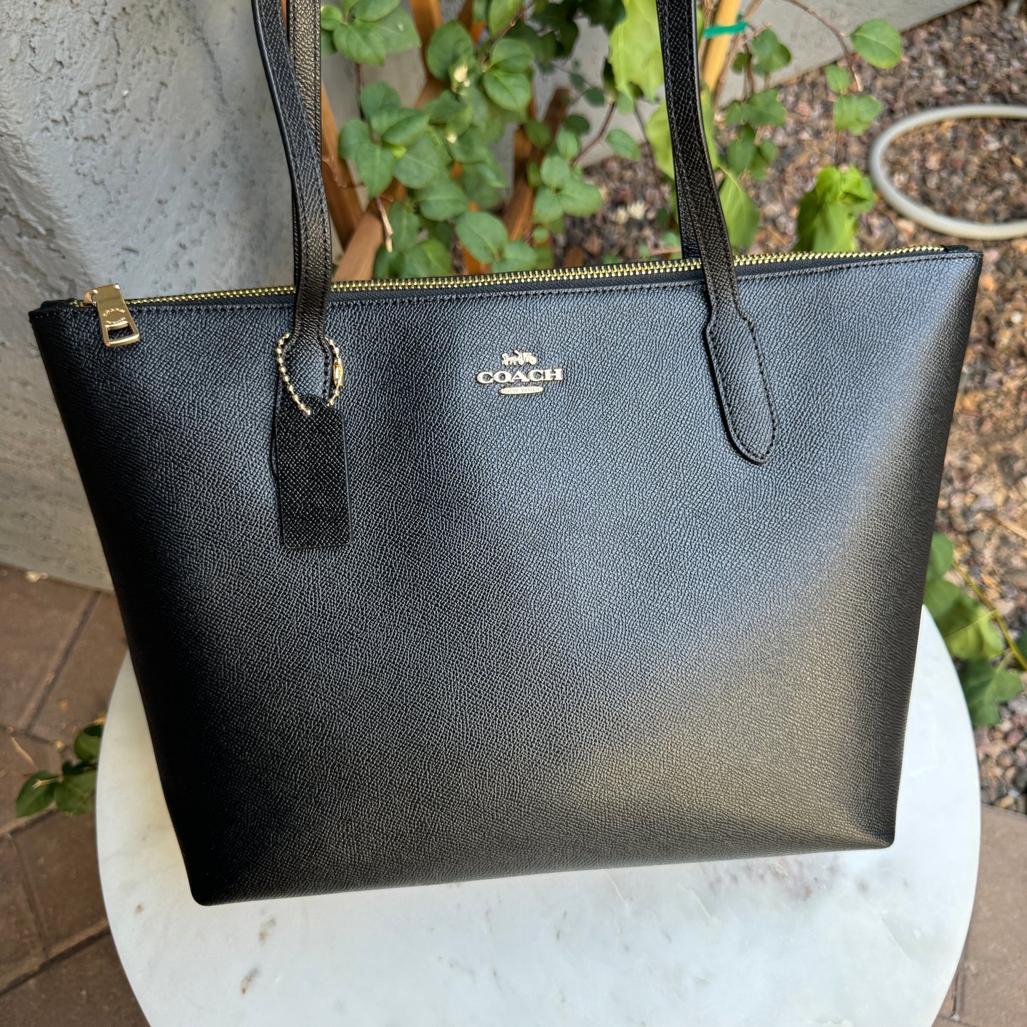 Coach Leather Zip Tote