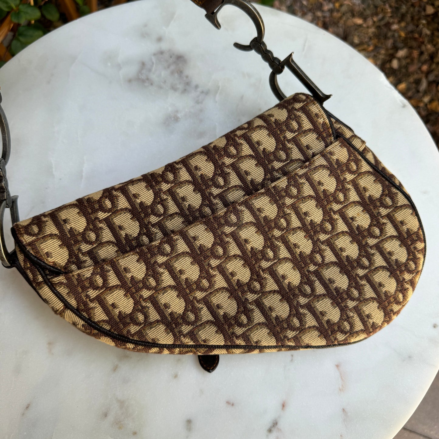 Christian Dior Vintage Oblique Monogram Saddle Bag