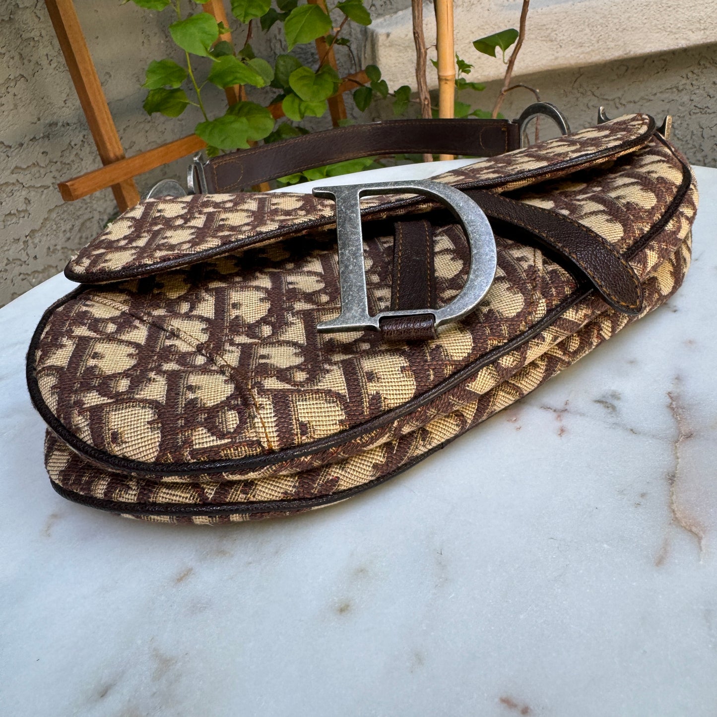 Christian Dior Vintage Oblique Monogram Saddle Bag