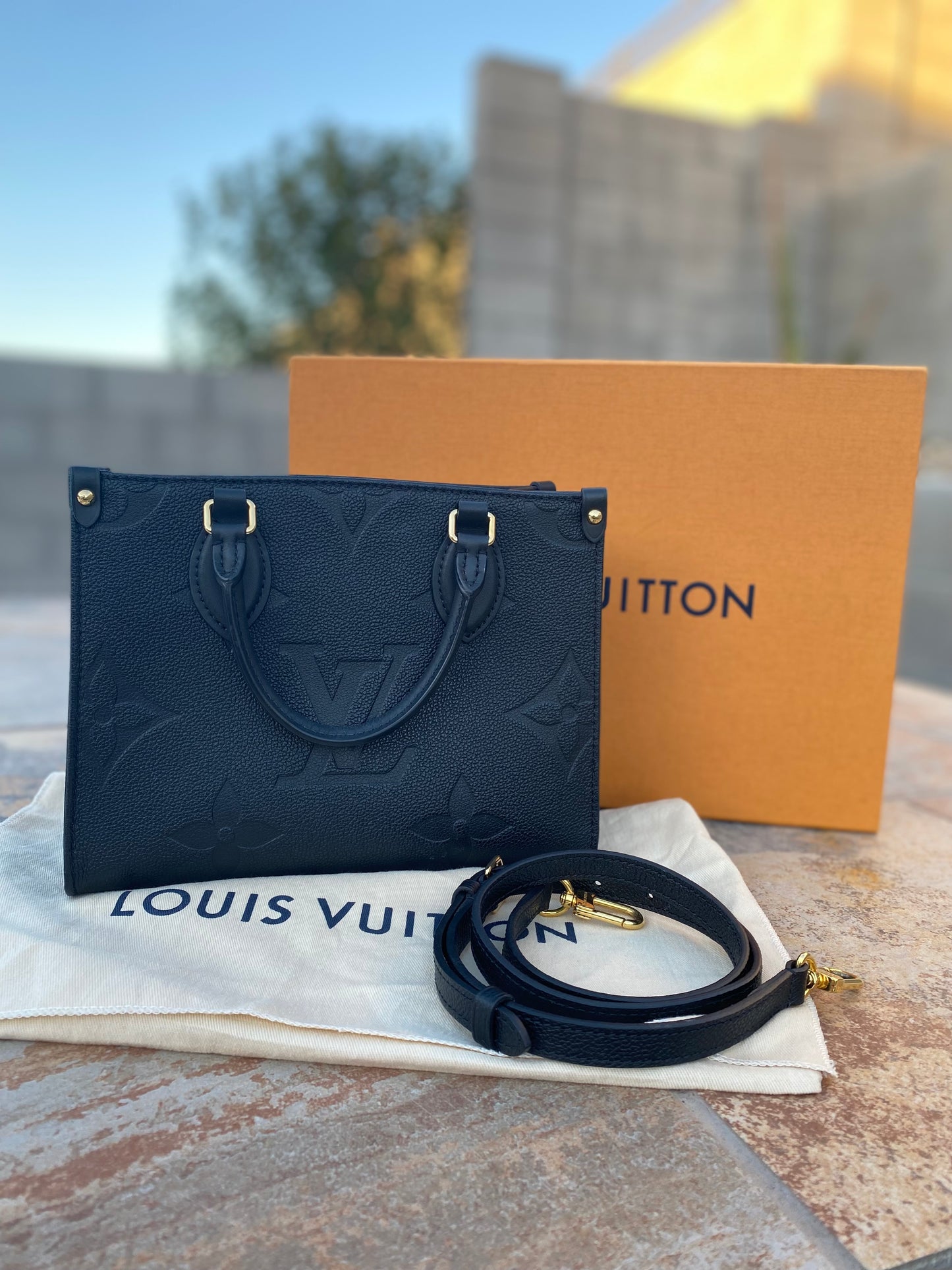 Louis Vuitton Black Monogram Giant Empreinte Leather OnTheGo PM